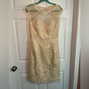 Champaign beaded embellished formal dress